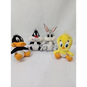 Warner Bros Bean Bag Small 5" Plush Lot 4 Bugs Daffy Sylvester Tweety Bird 1999